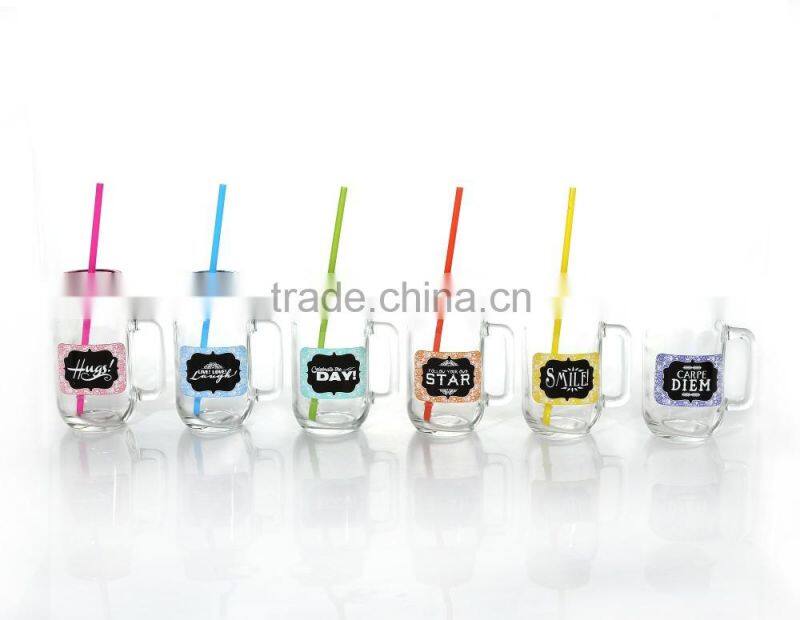 24oz Wholesale Market Mason Jar Mug Decal Mason Jars With Lids And Straws