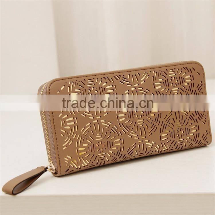 long style western coin purse card holders fashion women hollow out leather wallet