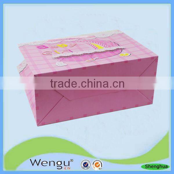 newest design good products for 2016 bling bling fancy pink paper gift bag with ribbon bow tie