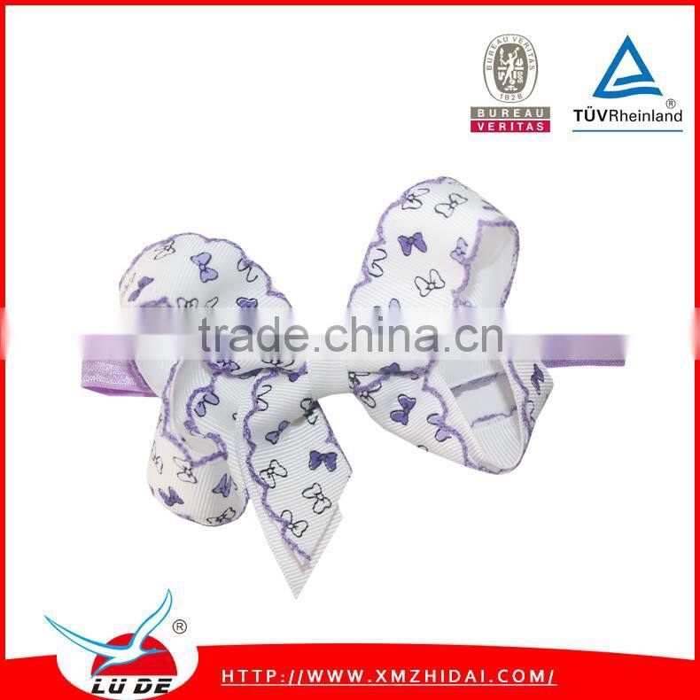 New Design Grosgrain Ribbon Hair Bows with Elastic Bands/Hair Accessories for Girls