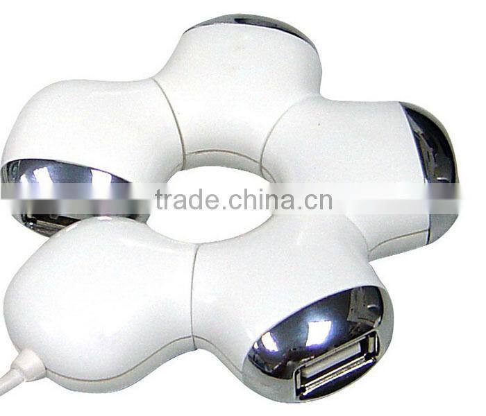 New HQ Multi Color Flower Rotatable 4 Port USB Hub High Speed Slot Hub