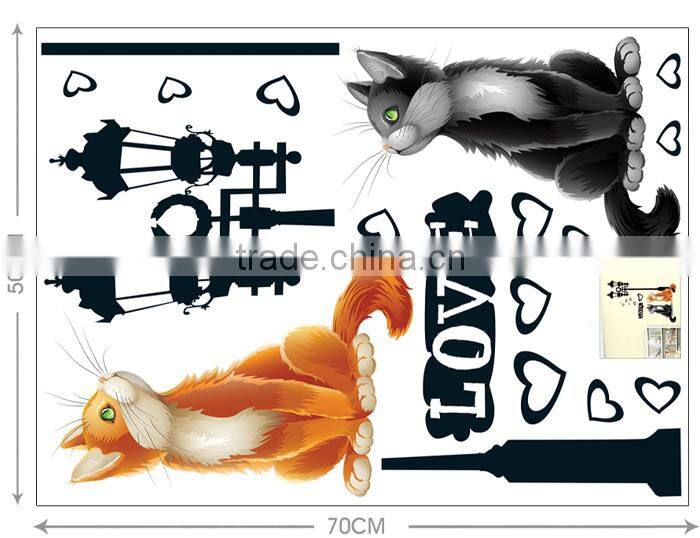 Removable Personalized Cute Cat Home Decor Mural Wall Sticker Lamp