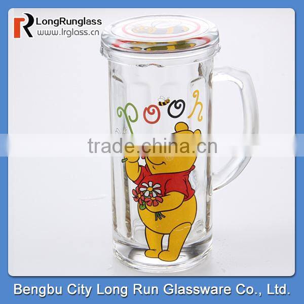 LongRun 13oz cartoom sprinting glass mug with lid