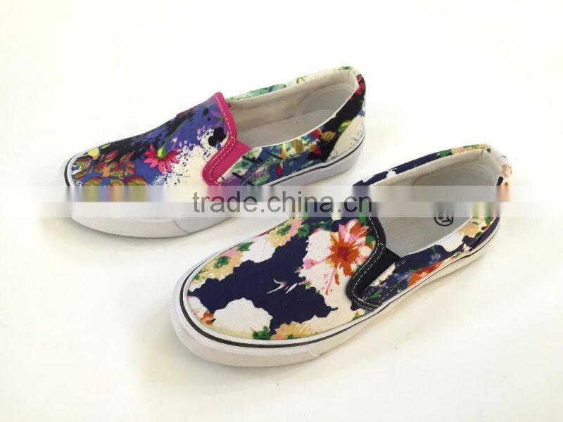 6 colorways slip on vulcanized women sneaker shoe low price china canvas women shoes 2016