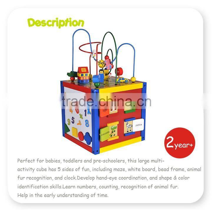 Large Wooden 5 In 1 Activity Bead Cube Suitable for Mutikids Play