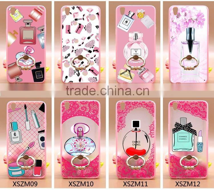 Fashion Luxury Perfume TPU+PC Hybrid Phone Case Built-in Ring Bracket For Oppo R9 Plus