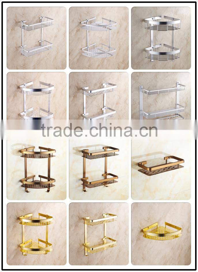 China Cheap Price Bathroom / Golden color /Double Bar Towel shelf #15002