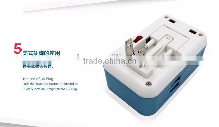 Worldwide Travel Adapter Two USB Ports Universal World Wide All-in-one Safety Travel Charger Wall Charger Adapter Plug