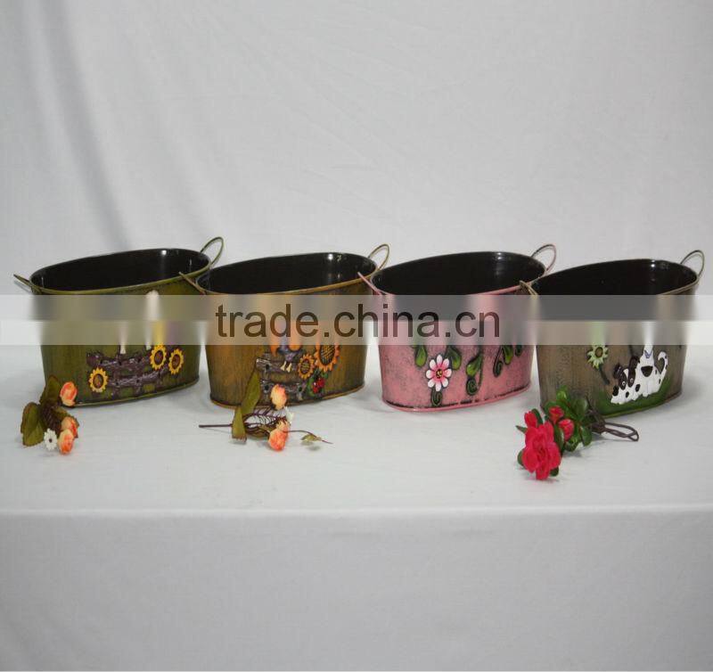2014 Popular colorful metal garden hanging flower pot