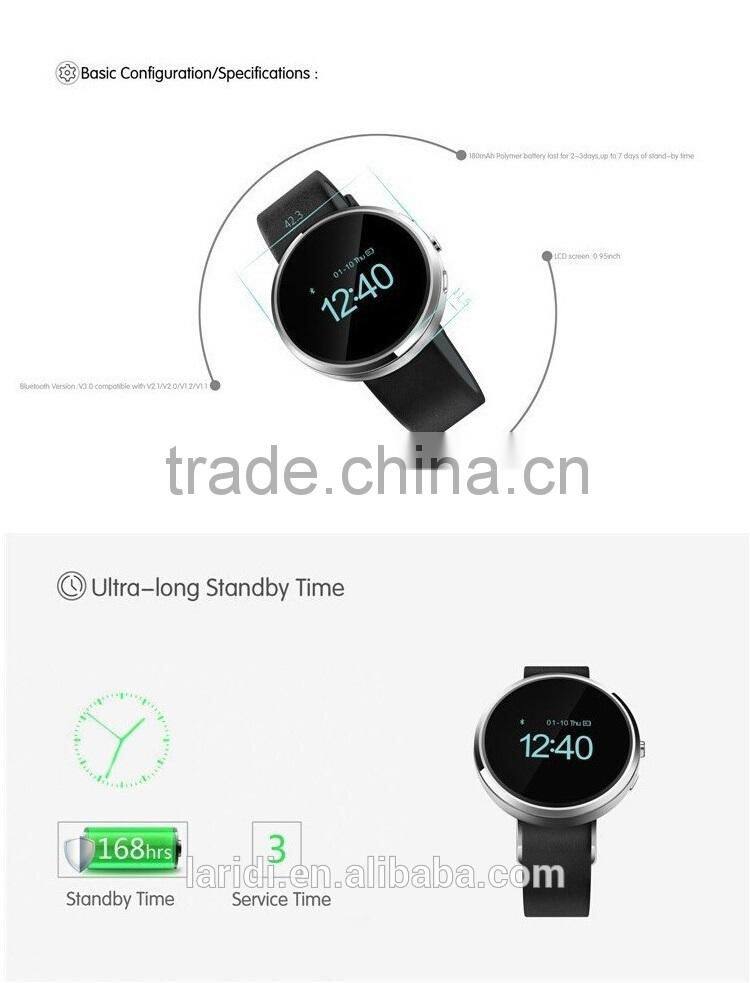 2015 New arrived bluetooth and leather smartwatch D360 smart watch for mobile phone with ios and android