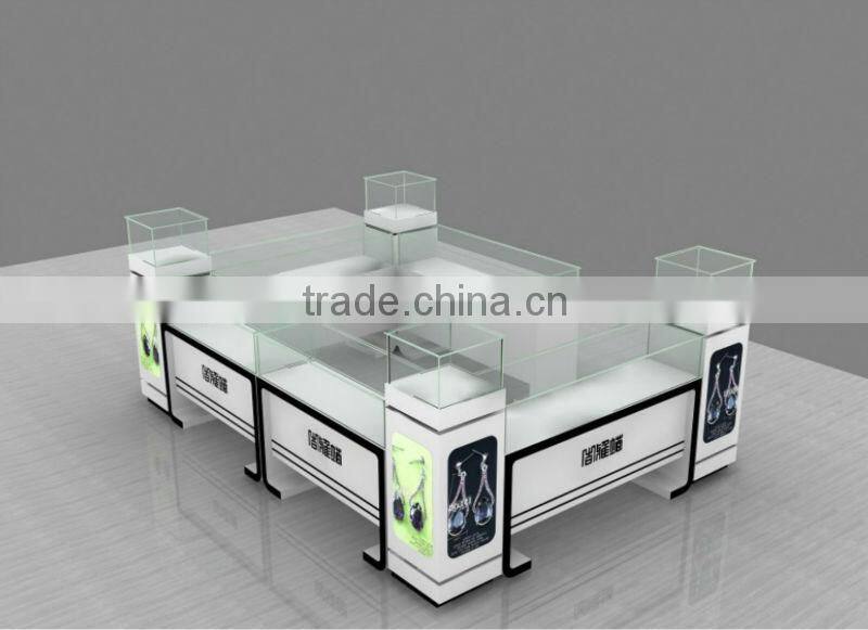 New Design 12x15ft China MDF jewelry mall display kiosk,jewelry kiosk furniture,jewelry mall kiosk with baking paint