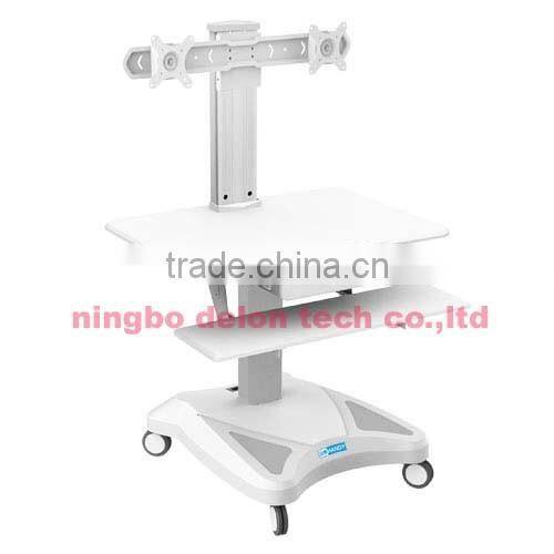 double monitor floor stand movable LCD TV Cart LED Trolley