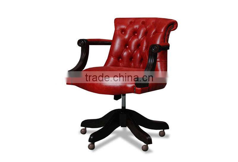 Directors Style Leather Swivel Desk Chair