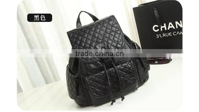 2015 New Style PU Leather Bag for Women Leather Drawstring Bag