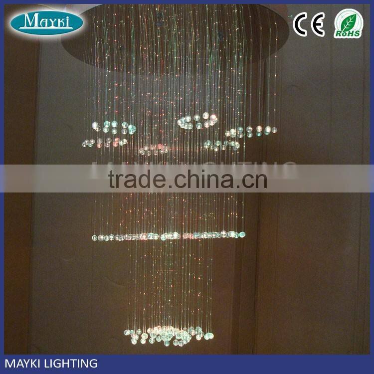 Hanging fiber optic lights chandeliers fiber optic mesh lighting for hotel lobby decoration