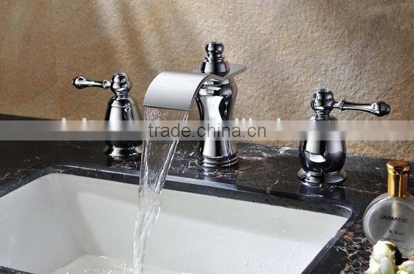 Double handles upc bathroom faucet, High Quality chrome waterfall faucet