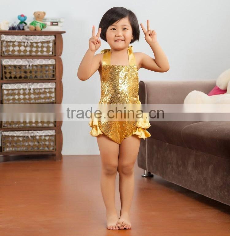 2017 New Product Wholesale Boutique Solid Shiny Romper, Bow-Knot Hairband Baby Adorable Girls Summer Clothes