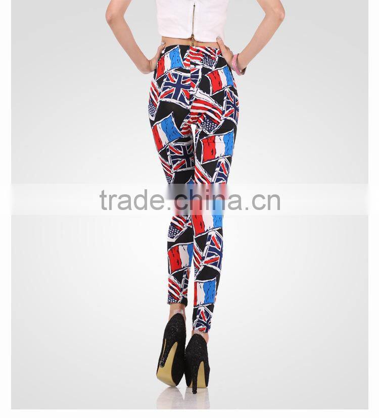 Wholesale professionally Customize New Sexy Slim Fashion High Elastic UK USA Flag Print Tight Leggings Pants