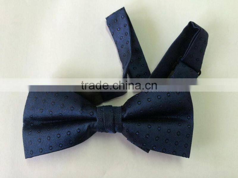 men's 100% silk navy/black bow tie with round dot design