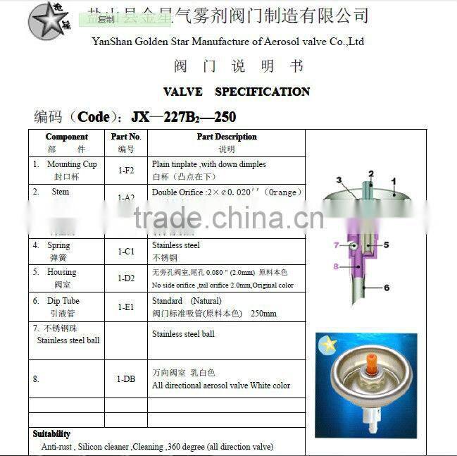 directional car aerosol valve and actuator