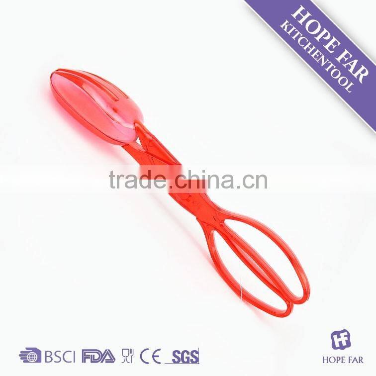 0600056 Transparent red color plastic salad tong