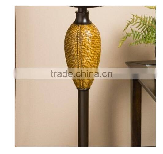 16'' Vintage Metal Pedestal Fan with Woven-Wicker