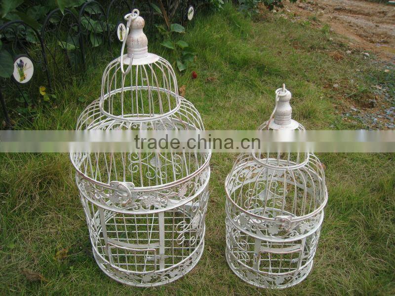 S/2 white round decorative wedding cage