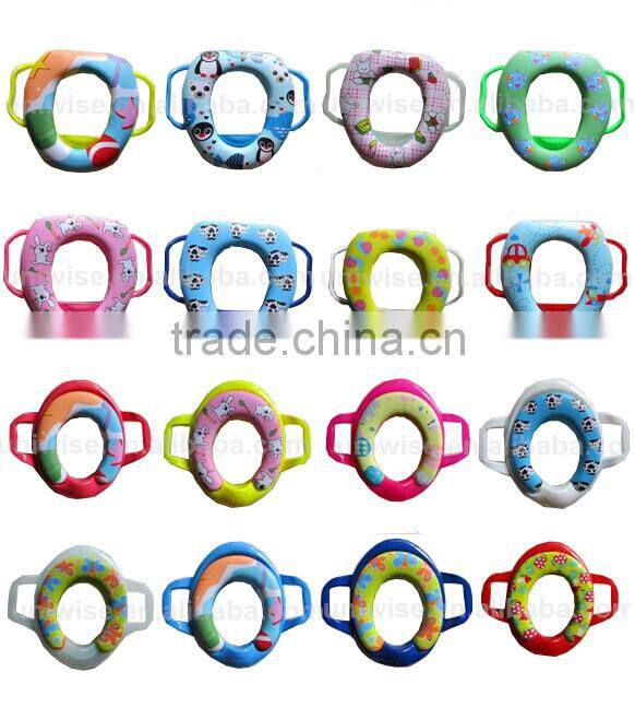 PVC baby toilet potty seat cover,baby/kids/child's toilet/potty training seat with handles,soft baby toilet seat