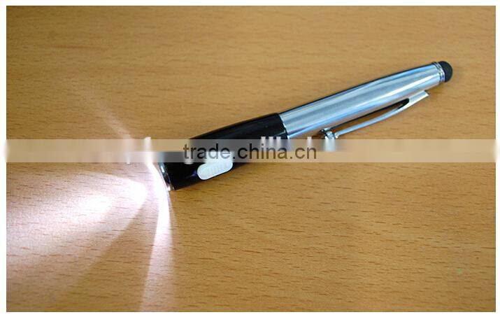 3-in-1 Stylus with Ballpoint Pen and LED Torch/stylus pens with glitter