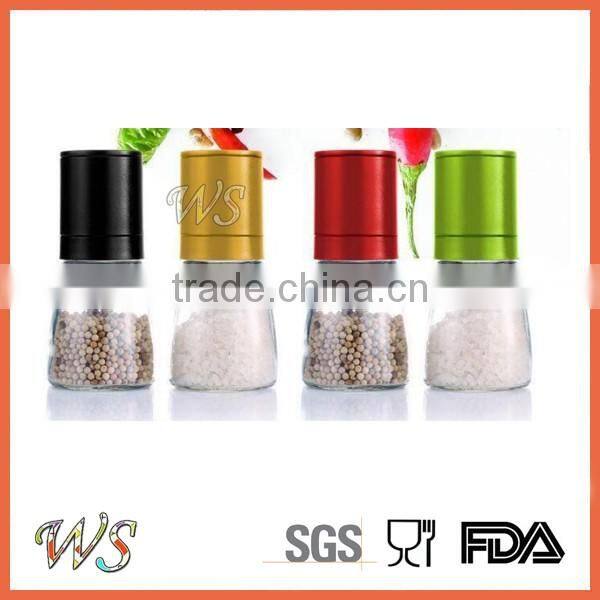 WS-PG26 Ceramic core stainless steel salt and pepper grinder set with glass bottle