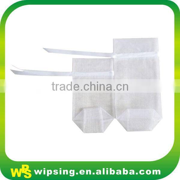 White Organza Pouch with Printed Ribbon Drawstring