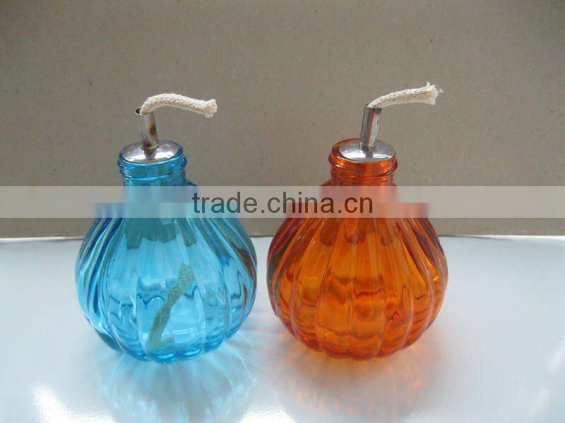 3pcs colored glass oil lamp with ss cap