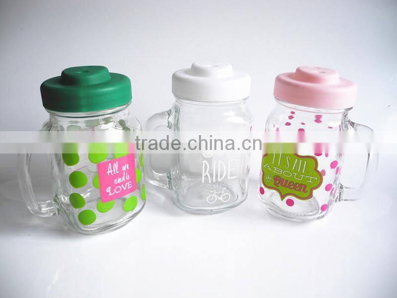 glass mason stash canning mug with pig unique lid