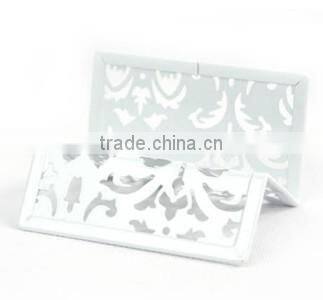 White Metal Punched Office Desk Name Card Holder