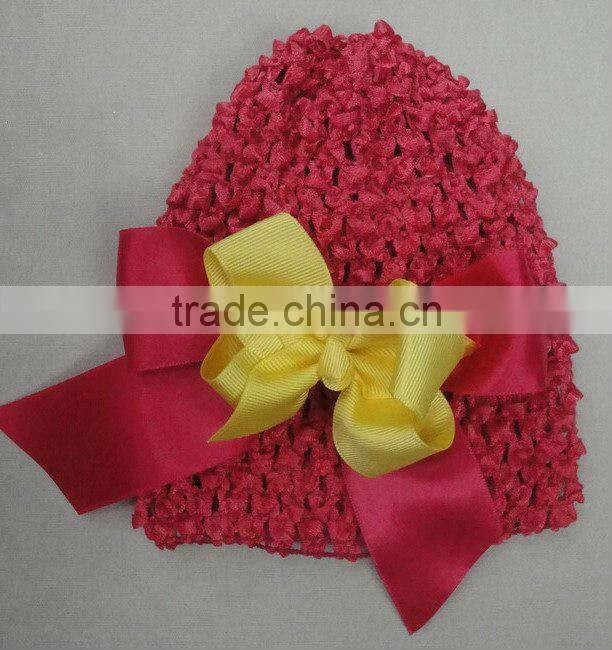 Hair band cap with 2layers butterfly organic cotton beanies for infant and toddle