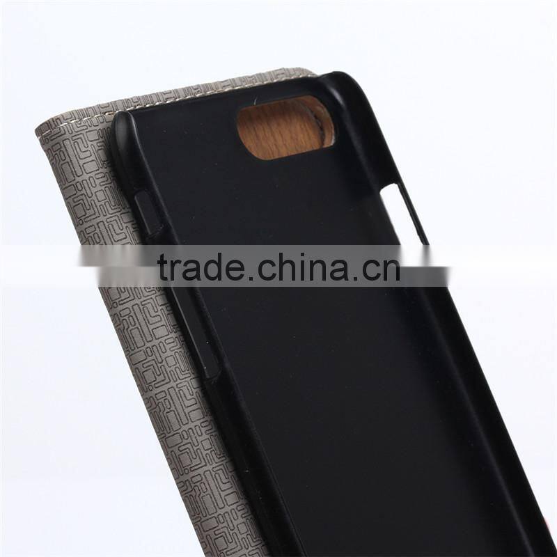 Nature wood grain PU card bumper/pocket cell phone case for Iphone