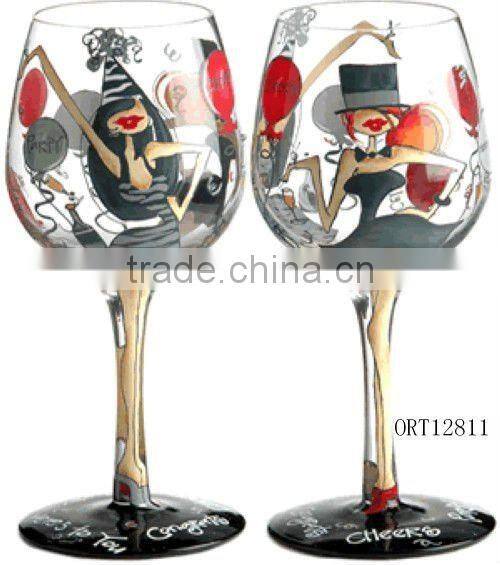 christmas gift hand painted wine glass