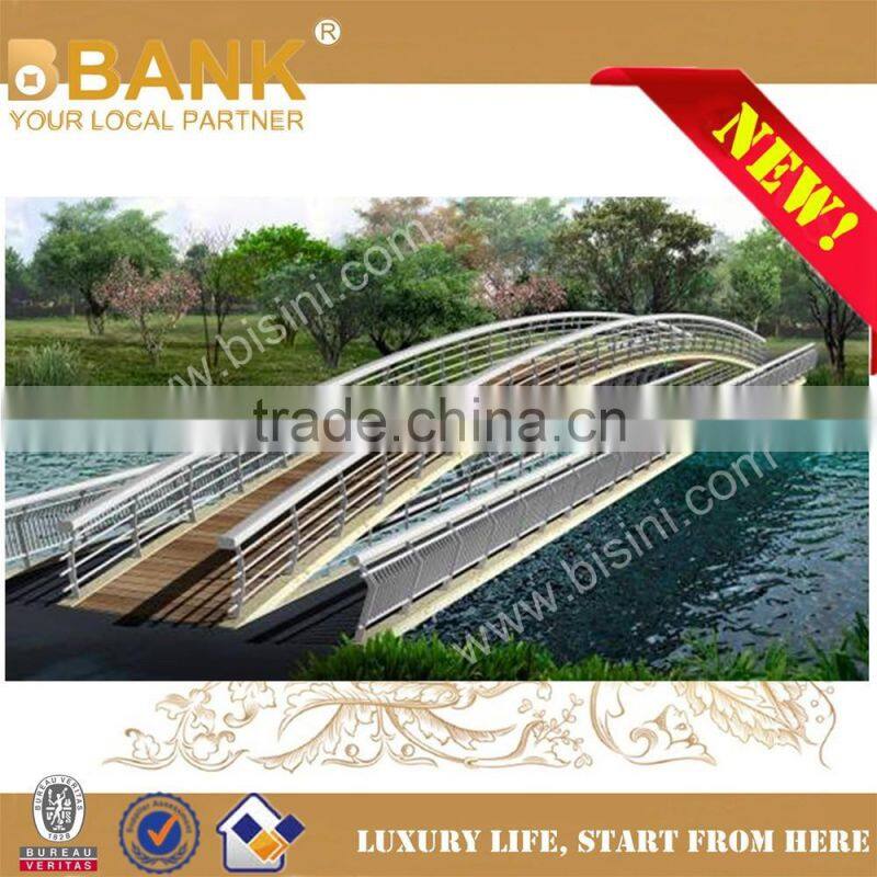 Double Channel River Landscape Foot Bridge, Anticorrosive Wood and Steel Structure Double Rail Bridge(BF08-Y10007)