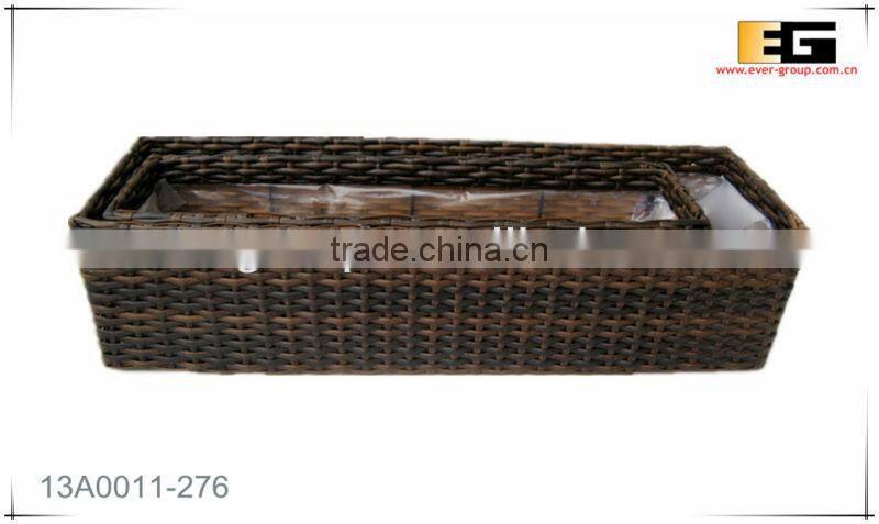 Rect. shape PE rattan with liner plastic pot