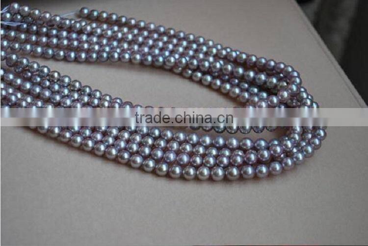 natual 5-6mm grey round freshwater loose pearl strand