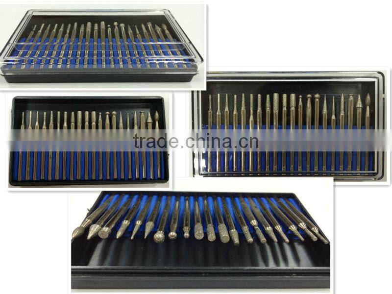 20pcs/set 3mm shank Rotary Diamond Pointer Bit Set Ni Coated