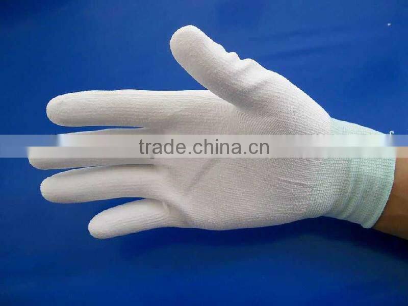 13gauge white nylon gloves with white PU palm coated
