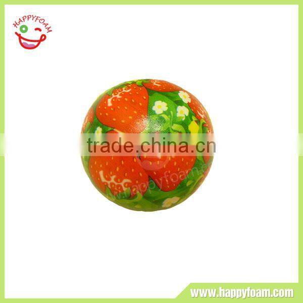 Strawberry imagel bouncing foam ball ,PU juggling full color stress ball