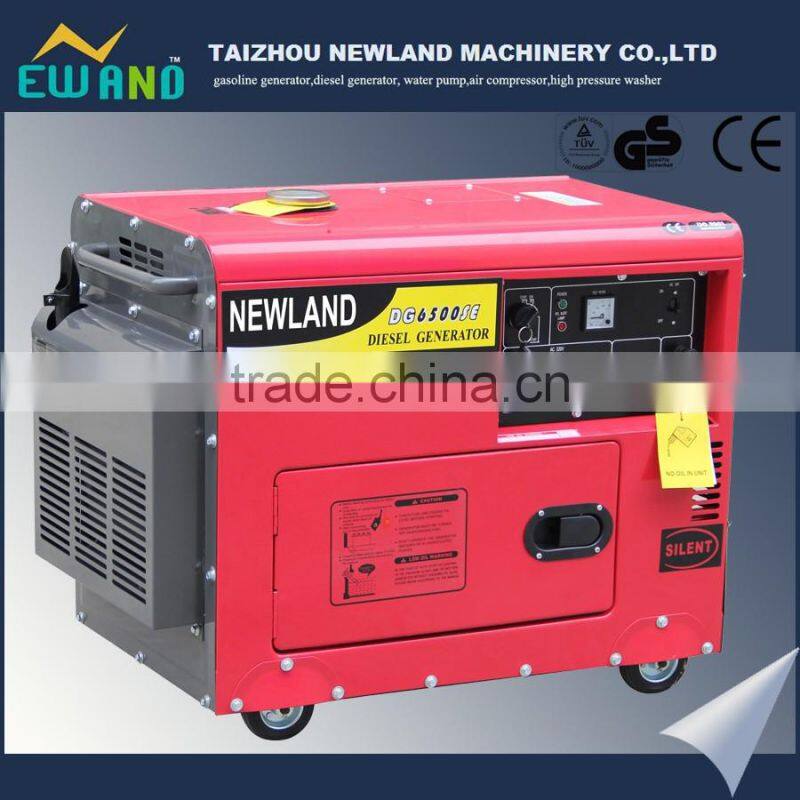 5KW silent diesel generator with 186FA engine,air cooled,small genset for homeuse