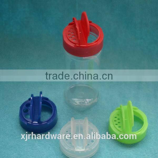 salt and pepper bottle with plastic caps