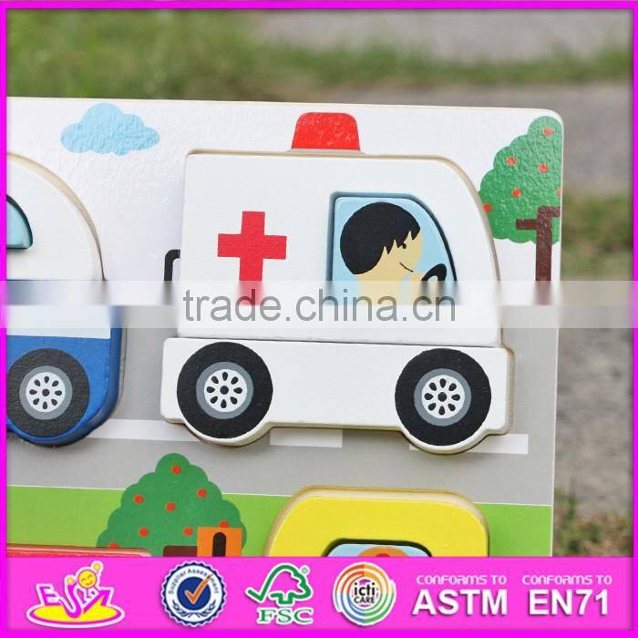2017 New product educational toy wooden car shape puzzle for kids W14D022