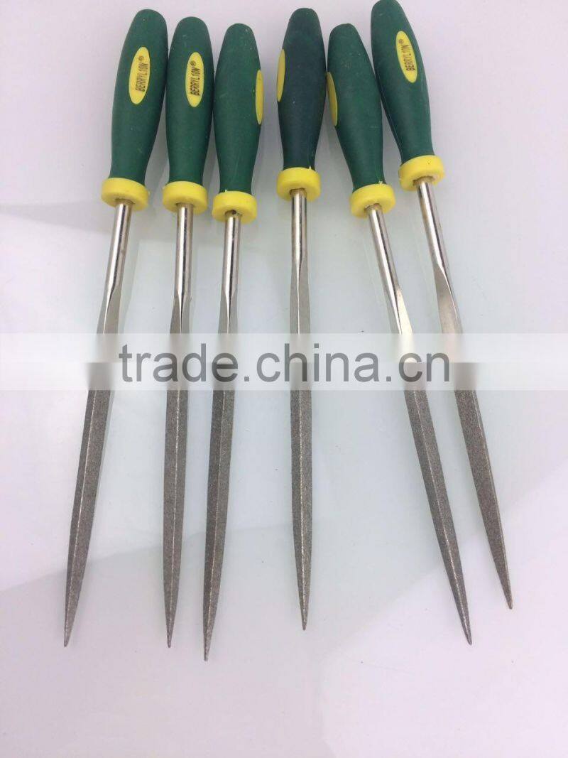 BERRYLION 5*180mm 7pcs professtional triangle steel files set with blister packing