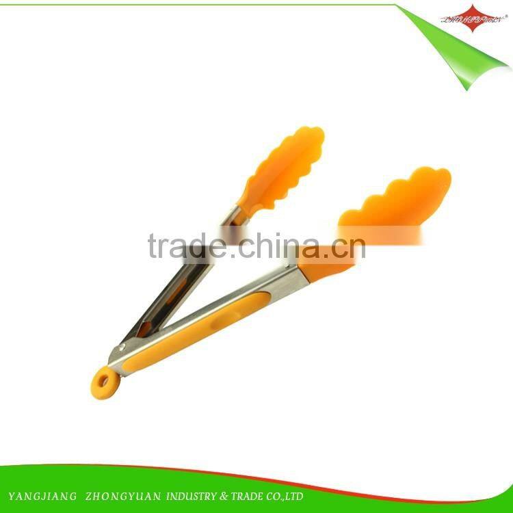 ZY-H3004 9"Food safe stainless steel bbq tongs for kitchen tools