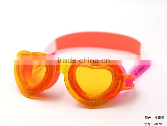 2016 Fashionable Heart Design Lens Swimming Goggles With Anti Fog