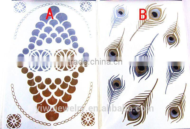 T002-008 Gold Removal Custom Temporary Peacock Feather Tattoo Manufacturers